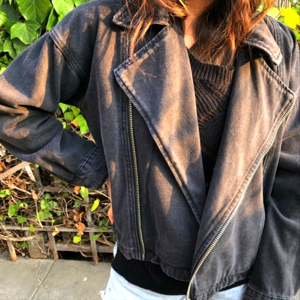 FOREVER 21 Moto Black Jean Jacket